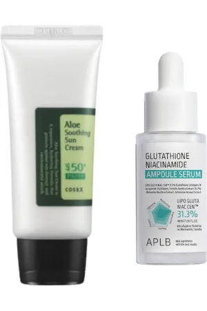 All-in-one Sets COSRX - Aloe Soothing Sun Cream SPF50+ PA+++ - 50ml + APLB - Glutathione Niacinamide Ampoule Serum - 40ml Set