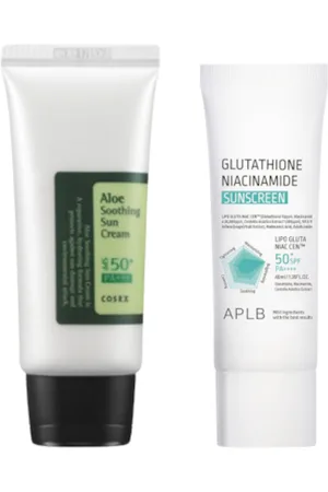 All-in-one Sets COSRX - Aloe Soothing Sun Cream SPF50+ PA+++ - 50ml + APLB - Glutathione Niacinamide Sunscreen SFP50+ PA++++ - 40ml Set