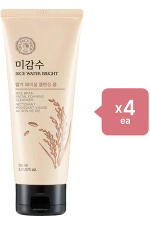 The Face Shop Rice Water Bright Rice Bran Facial Foaming Cleanser - 150ml (4ea) Set