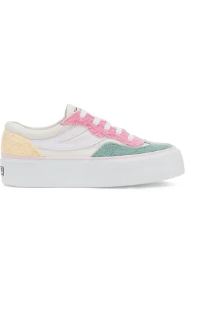Superga 3041 REVOLLEY PLATFORM TERRY CLOTH Deportivas Cuña Mujer AVORIO-PINK-WHITE ICING-GREEN SAGE