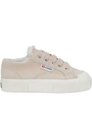Superga 2630 KIDS STRIPE SUEDE FUR Deportivas Corte bajo Niño unisex PINK ALMOND-FAVORIO
