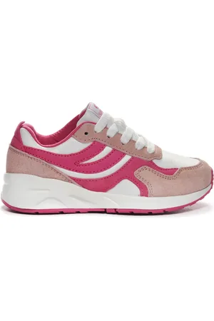 Superga 4073 KIDS TRAINING POLY SUEDE Sneakers Low Cut Niños unisex PINK VEILED-WHITE-NEON PINK