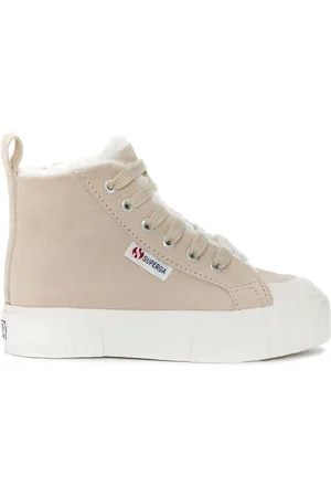 Superga 2696 KIDS STRIPE SUEDE Deportivas Corte medio Niño unisex PINK ALMOND-FAVORIO