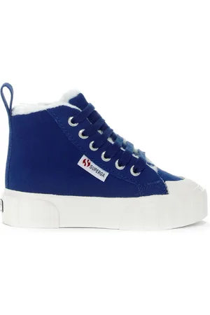 Superga 2696 KIDS STRIPE SUEDE Deportivas Corte medio Niños unisex AZUL ROYAL-FAVORIO