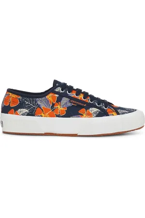 Superga 2750 OG HIBISCUS FLOWER PRINT Le Corte bajo Unisex BLUE NAVY-ORANGE HIBISCUS