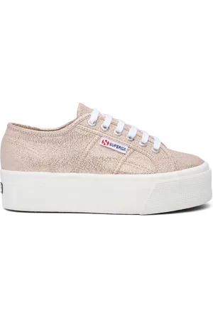 Superga 2790 PLATFORM LAME Lady Shoes Wedge Woman PALE GOLD