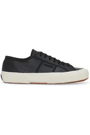 Superga 2750 OG LEATHER Le Low Cut Unisex BLACK-F AVORIO-BLACK