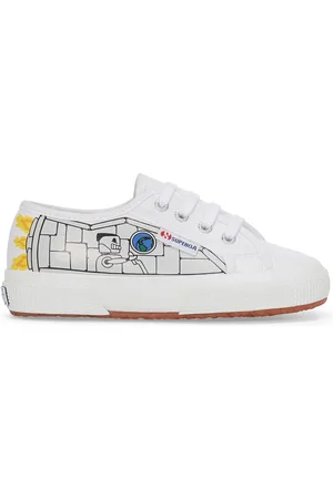 Superga 2750 KIDS VEGAN MATERIAL ROBOT PRINT Le Low Cut Kid unisex WHITE ROBOT PRINT