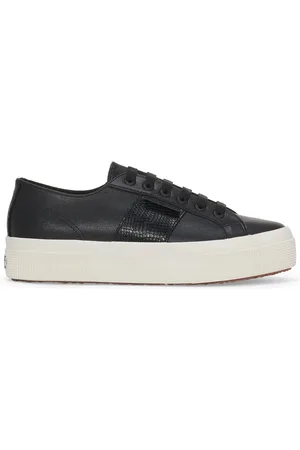 Superga 2740 PLATFORM SNAKE Lady Shoes Wedge Woman BLACK-FAVORIO