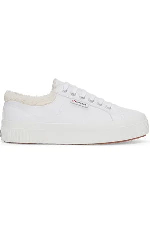 Superga 2740 PLATFORM VEGAN MATERIAL Lady Shoes Wedge Woman WHITE ICE