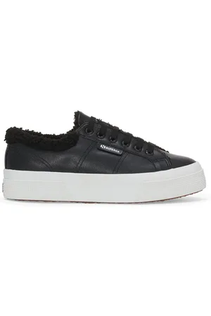 Superga 2740 PLATFORM VEGAN MATERIAL Lady Shoes Wedge Woman BLACK