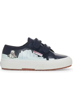 Superga 2750 KIDS STRAPS VEGAN MATERIAL POLAR BEAR Le Low Cut Kid unisex BLUE NAVY-POLAR BEAR