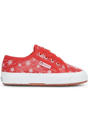 Superga 2750 KIDS VEGAN MATERIAL SNOWFLAKES Le Low Cut Kid unisex RED-SNOWFLAKES