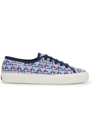 Superga 3750 HEART CROCHET PRINT LEGGERA Le Low Cut Woman BLUE MD COBALT-AZURE-PINK