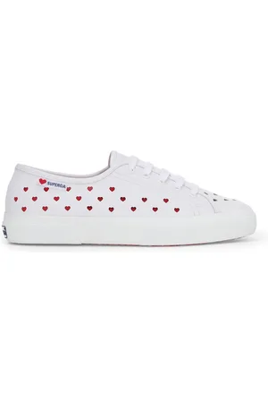 Superga 3750 HEARTS VEGAN MATERIAL LEGGERA Le Low Cut Woman WHITE-RED