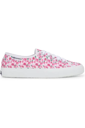 Superga 3750 BOUGANVILLEA PRINT LEGGERA Le Low Cut Woman WHITE-FUCHSIA PINK BOUGANVILLEA