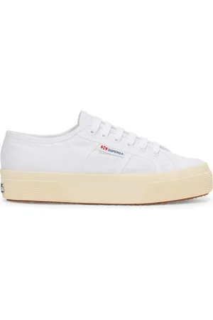 Superga 2740 PLATFORM LINEN Lady Shoes Wedge Woman WHITE-F OFF WHITE