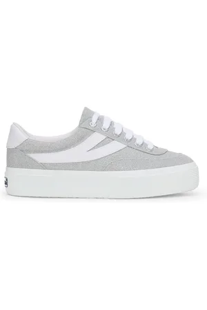 Superga 3740 PLATFORM JERSEY LAME BLOCKS LEGGERA Lady Shoes Wedge Woman GREY SILVER-WHITE