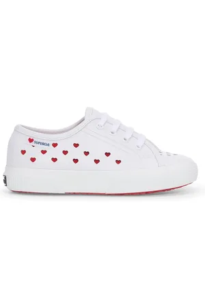 Superga 3750 KIDS HEARTS VEGAN MATERIAL LEGGERA Le Low Cut Girl WHITE-RED