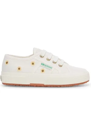 Superga 2750 KIDS EMBROIDERY LINEN SUNFLOWER Le Low Cut Kid unisex WHITE AVORIO