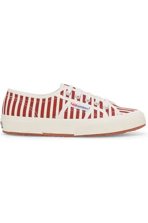 Superga 2750 STRIPES PRINT Le Low Cut Unisex OFF WHITE-RED