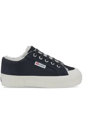 Superga 2630 KIDS STRIPE SUEDE FUR Deportivas Corte Bajo Niños unisex AZUL GRIS DK-FAVORIO
