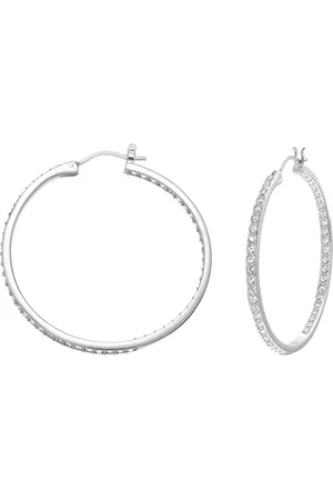 Swarovski Pendientes de aro Sommerset, Blancos, Baño de rodio