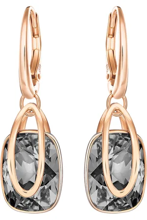 Swarovski Pendientes Holding, Grises , Baño tono oro rosa