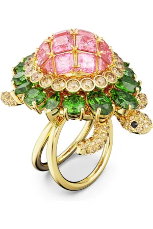 Swarovski Anillo de cóctel Idyllia, Tortuga, Multicolor, Baño tono oro