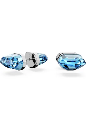 Swarovski Pendientes de botón Lucent, Azules, Baño de rodio