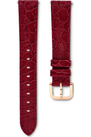 Swarovski Correa de reloj, 16 mm (0,63") de ancho, Piel con costura, Roja, Acabado tono oro rosa