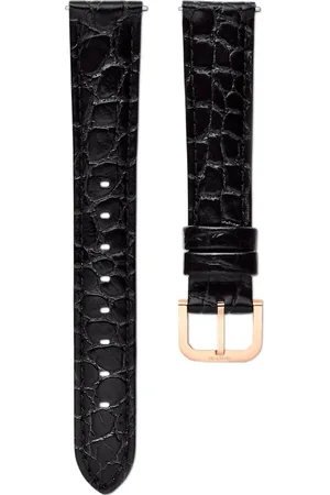 Swarovski Correa de reloj, 16 mm (0,63") de ancho, Piel con costura, Negra, Acabado tono oro rosa