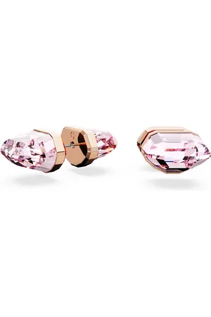 Swarovski Pendientes de botón Lucent, Rosas, Baño tono oro