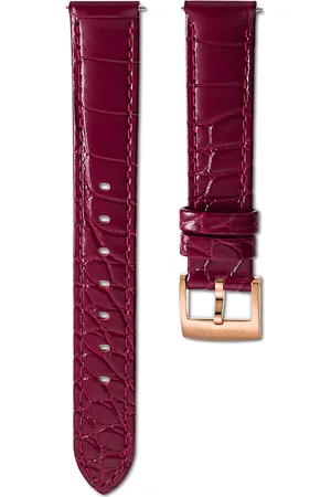 Swarovski Correa de reloj, 15 mm (0,59") de ancho, Piel con costura, Roja, Acabado tono oro rosa