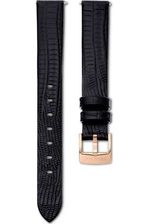Swarovski Correa de reloj, 13 mm (0,51") de ancho, Piel, Negra, Acabado tono oro rosa