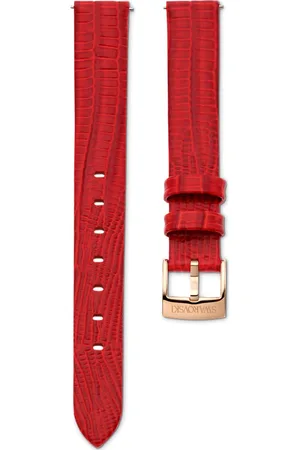 Swarovski Correa de reloj, 13 mm (0,51") de ancho, Piel, Roja, Acabado tono oro rosa