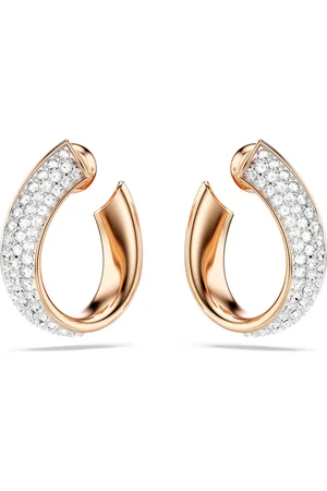 Swarovski Pendientes de aro Exist, Pequeños, Blancos, Baño tono oro rosa
