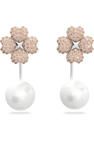 Swarovski Pendientes ear jacket Latisha, Flor, Rosas, Baño de rodio