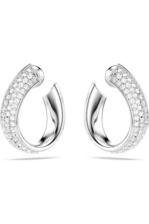 Swarovski Pendientes de aro Exist, Pequeños, Blancos, Baño de rodio