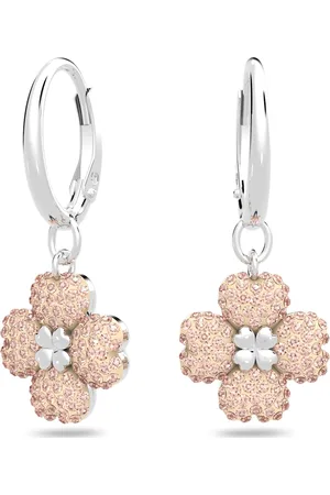 Swarovski Pendientes Latisha, Flor, Rosas, Baño de rodio