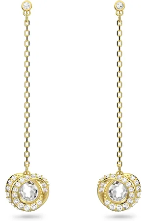 Swarovski Pendientes Generation, Largos, Blancos, Baño tono oro