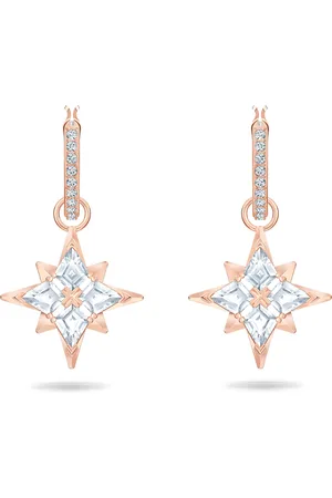 Swarovski Pendientes Symbolica, Estrella, Blancos, Baño tono oro rosa