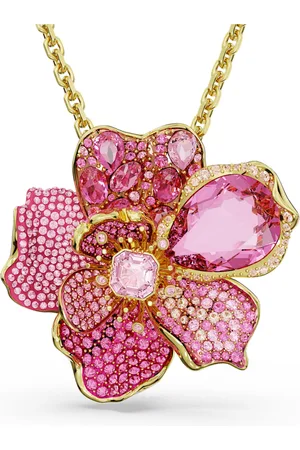 Swarovski Colgante y broche Idyllia, Pavé, Flor, Rosas, Baño tono oro