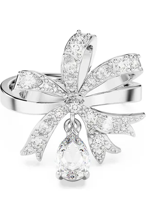 Swarovski Anillo de cóctel Hyperbola, Lazo, , Baño de rodio