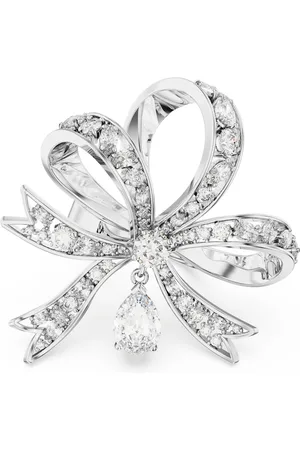 Swarovski Anillo de cóctel Hyperbola, Lazo, Grande, , Baño de rodio