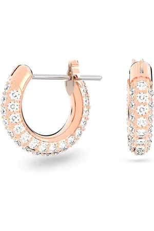 Swarovski Pendientes de aro Dextera, Pavé, Pequeños, Blancos, Baño tono oro rosa