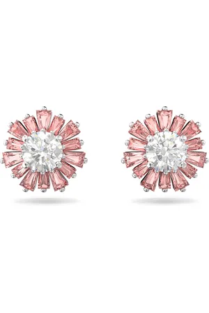 Swarovski Pendientes de botón Idyllia, Tallas mixtas, Sol, Rosas, Baño de rodio