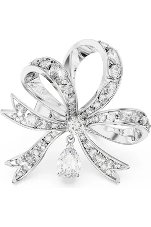 Swarovski Anillo de cóctel Hyperbola, Lazo, Grande, , Baño de rodio