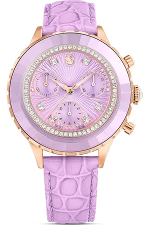 Swarovski Reloj Octea Chrono, Fabricado en Suiza, Correa de piel, , Acabado tono oro rosa