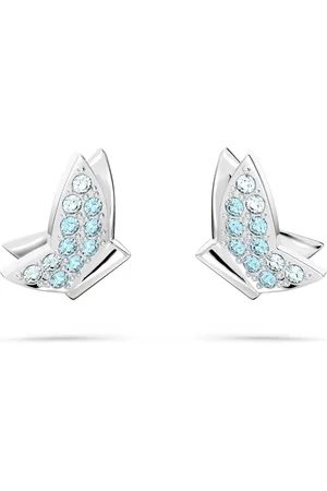 Swarovski Pendientes de botón Idyllia Lilia, Mariposa, Azules, Baño de rodio